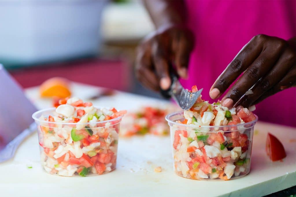 Farmrs Market on Ling island Bahamas conch Salad